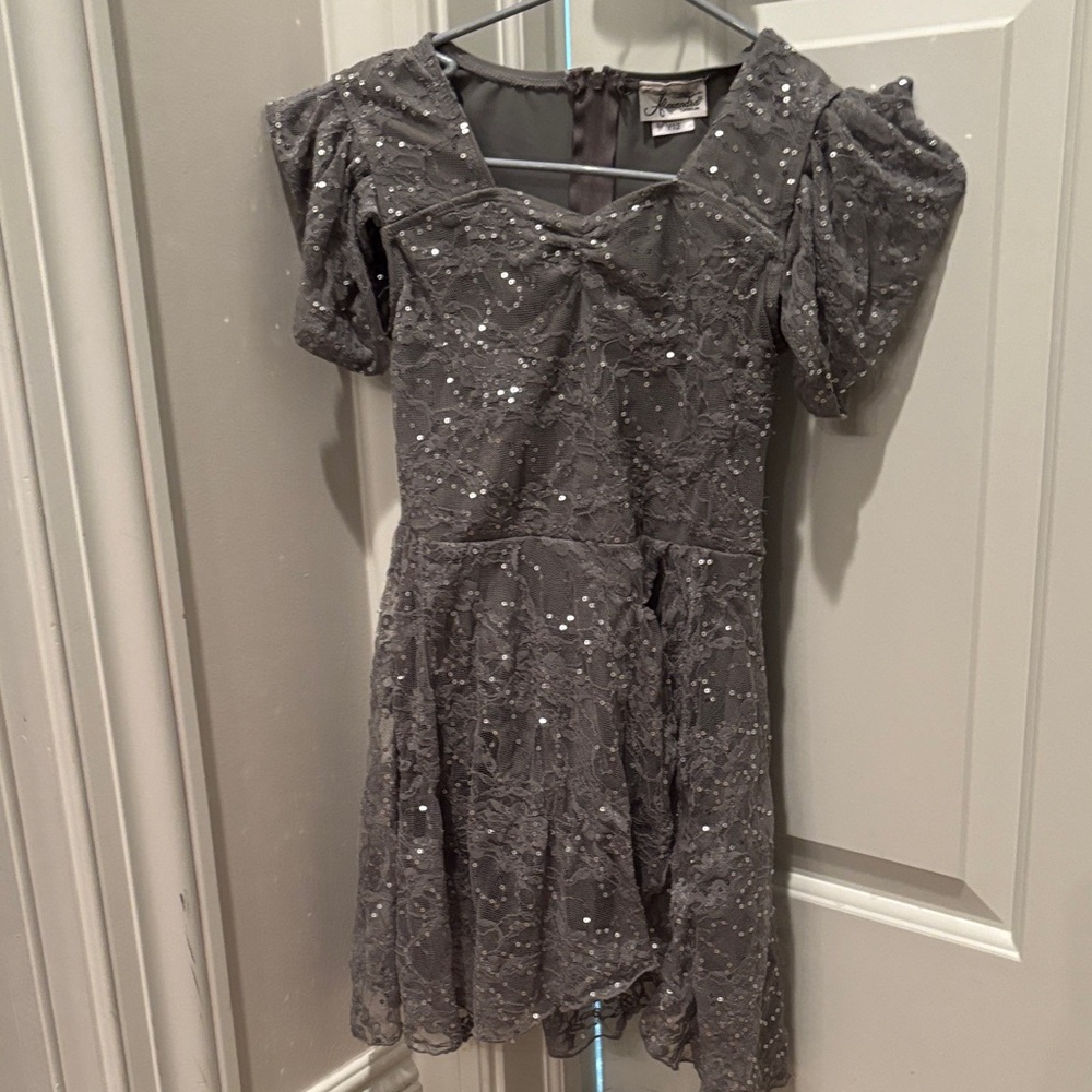 Gray Sequin Kids Dance Costume